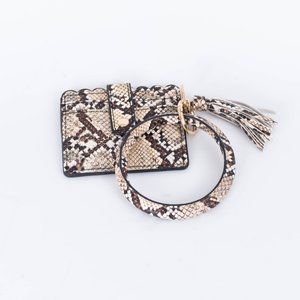 NWT Brown Snake-Print Key Ring & Wallet Bangle